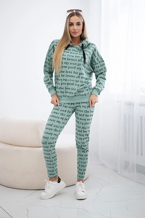 Set with print dark mint