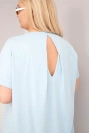 Plus-Size-Damenbluse aus Baumwolle mit kurzem Ärmel blau