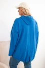 Dámska mikina Plus Size s kapucňou a potlačou chabrová