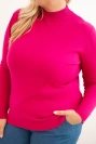 Dámsky sveter Plus Size z viskózy s golierom fuksiová