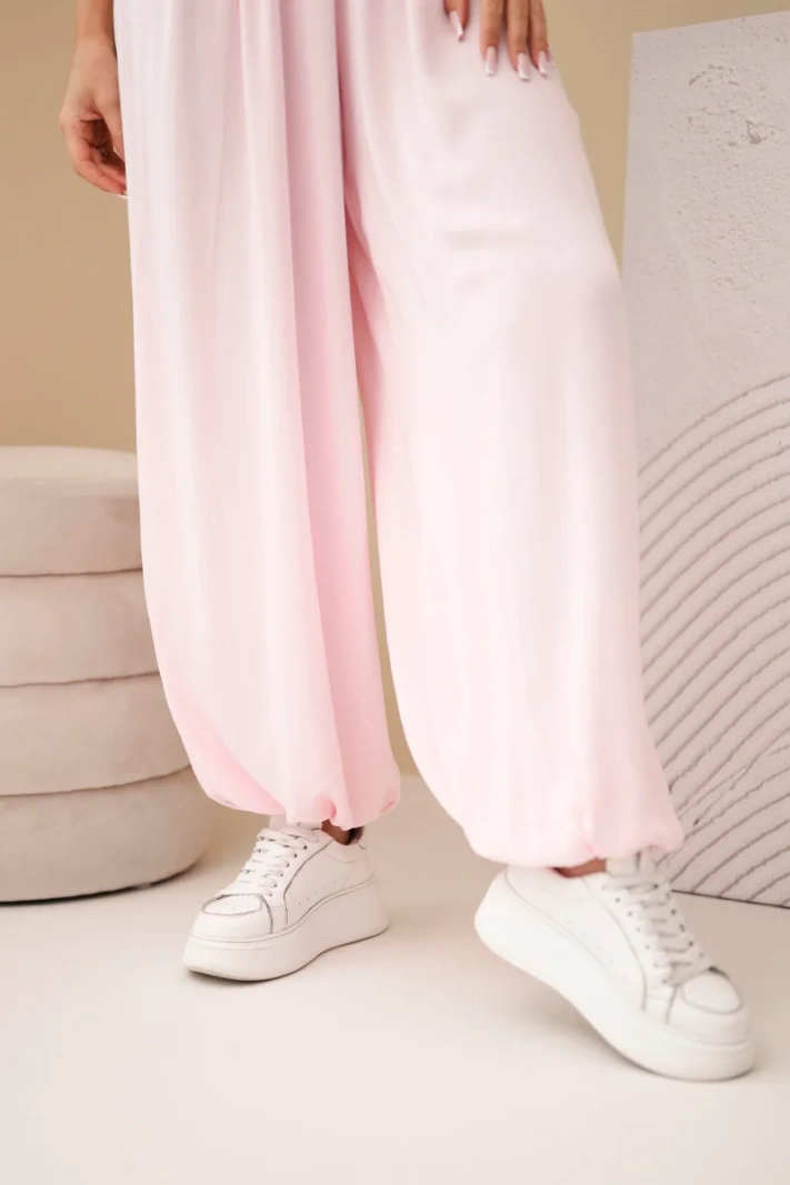 Women's viscose trousers with a loose leg candy pink