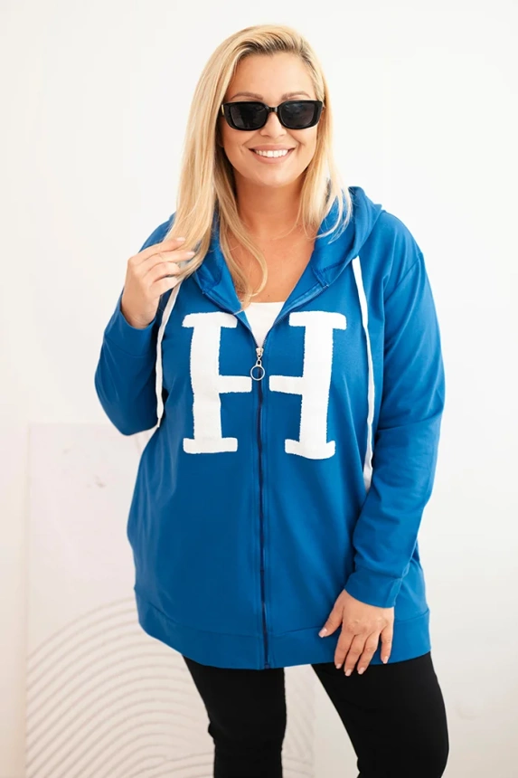 Damen Sweatshirt Plus Size aus Baumwolle mit Kapuze und großem Buchstaben H chabrowa