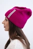 Women's winter wool hat with decorative zirconia strap K402 fuchsia