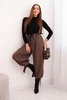 Damenhose mit weitem Bein und Bindung unten mocca