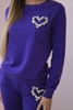 Women's cotton set with a decorative heart dark purple