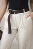 Waxed trousers with a belt beige