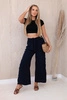Trousers with a wide waistband navy blue