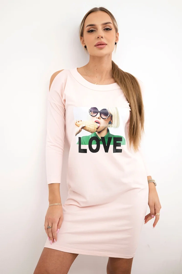 Dress with Love print powdered pink