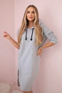 Dress with a hood and a slit on the side gray