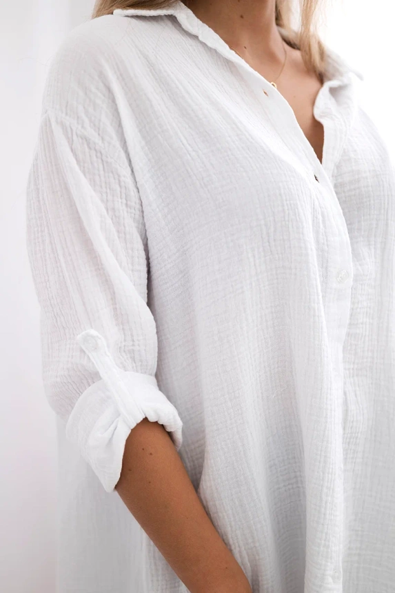 Cotton muslin shirt white