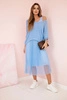 Pleated dress with an openwork sweater blue