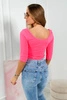 Bluse Rundhalsausschnitt Rosa Neon