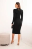 Women's ribbed dress with a V-neck and long sleeves black