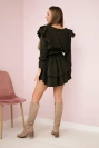 Dress with vertical flounces khaki