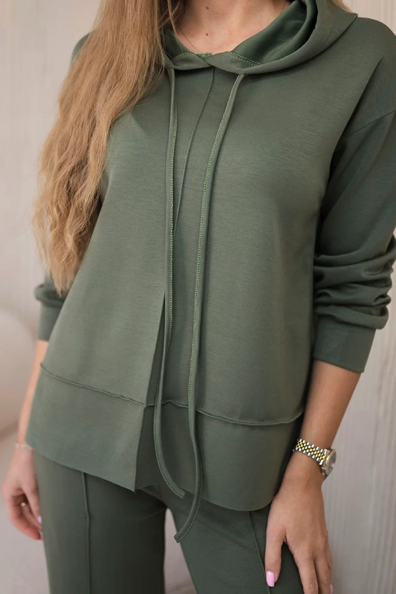 Set hoodie + pants buttery fabric khaki