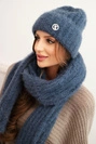 Damen-Set Mütze und langer Schal aus weichem Garn jeansblau