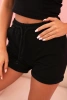 Women's cotton shorts with elastic and tie at the waist black