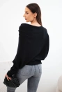 Women's asymmetrical batwing viscose sweater black