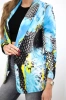Cotton jacket with a colorful print blue