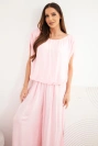 Women's viscose set with blouse and wide-leg trousers candy pink