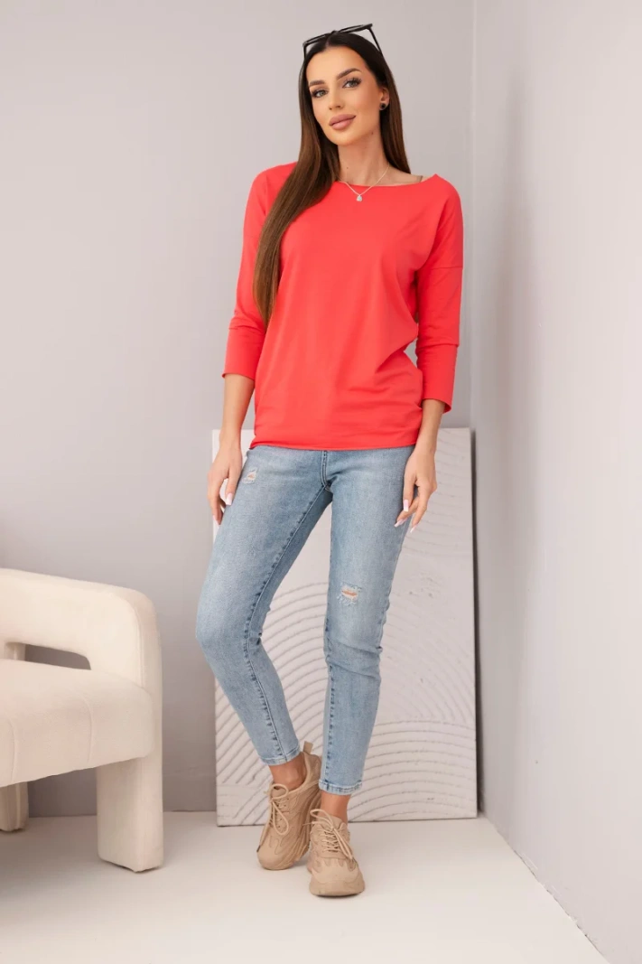 Women's boat-neck blouse raspberry