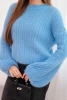 Damen-Mohair-Pullover mit Puffärmeln jeansblau