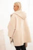 Women's Plus Size coat with a hood and zipper beige