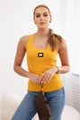 Striped blouse with metal plate mustard