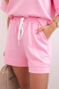 Damen-Butterset mit einer kurzärmeligen Bluse und Shorts mit Gummizug Hellrosa