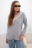 Damenpullover mit Kapuze und Kordelzug unten grau