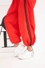 Women's cotton set with oversized trousers and contrasting stripes red