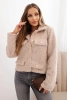 Damenjacke aus Wolle mit flauschiger Struktur und dekorativen Knöpfen beige