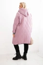 Plus Size women's quilted jacket with a hood and sporty cuffs dark pink