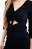 Ribbed dress with a tied neckline black
