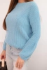 Women's sweater made of baby alpaca with puff sleeves blue