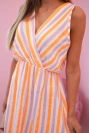 Damenkleid aus Baumwolle mit bunten Streifen in Neonorange