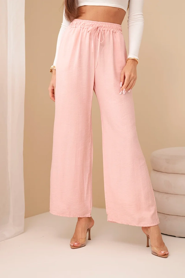 Viscose wide-leg trousers dark powder pink