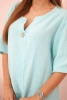 Women's muslin shirt with a button mint