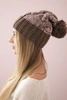 Cap with fleece Paryż K213 brown + powdered pink