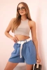  Damen-Shorts mit hohem Bund und Gürtel jeans