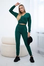 Set with decorative stripes green