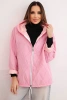 Women's spring quilted jacket with a hood and zipper light pink