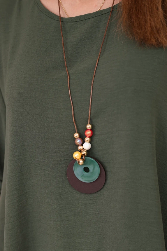 Set of blouse + pants with pendant khaki