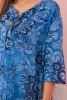 Women's cotton blouse with rolled sleeves and paisley pattern blue