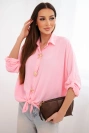 Women's shirt with viscose, decorative buttons, and a collar candy pink