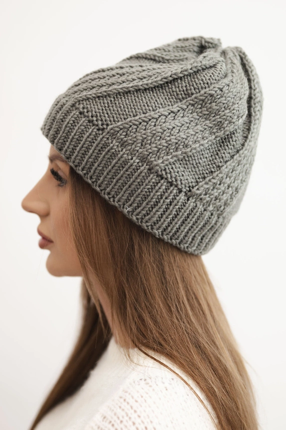 Women's winter hat made of wool K441 dark gray