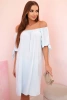 Women's viscose dress with tied sleeves blue