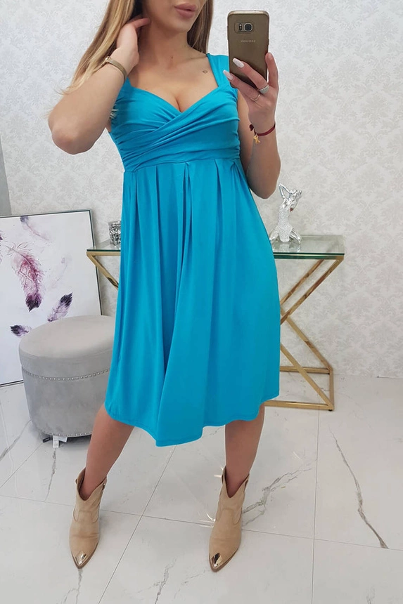 Kleid mit breiten Trägern türkis