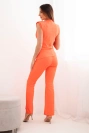Women's set with ruched blouse and wide-leg pants orange