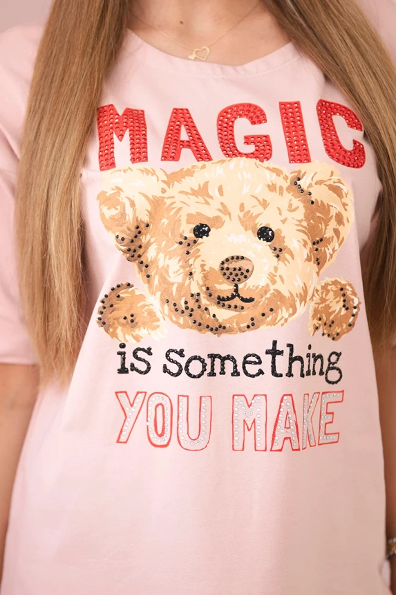 Blúzka s potlačou Magic tmavý púdrovo ružová
